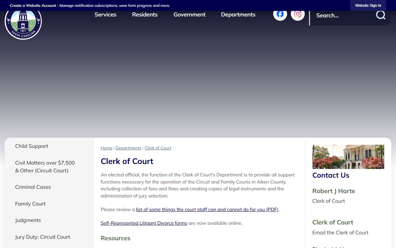 Aiken County Clerk of Court page