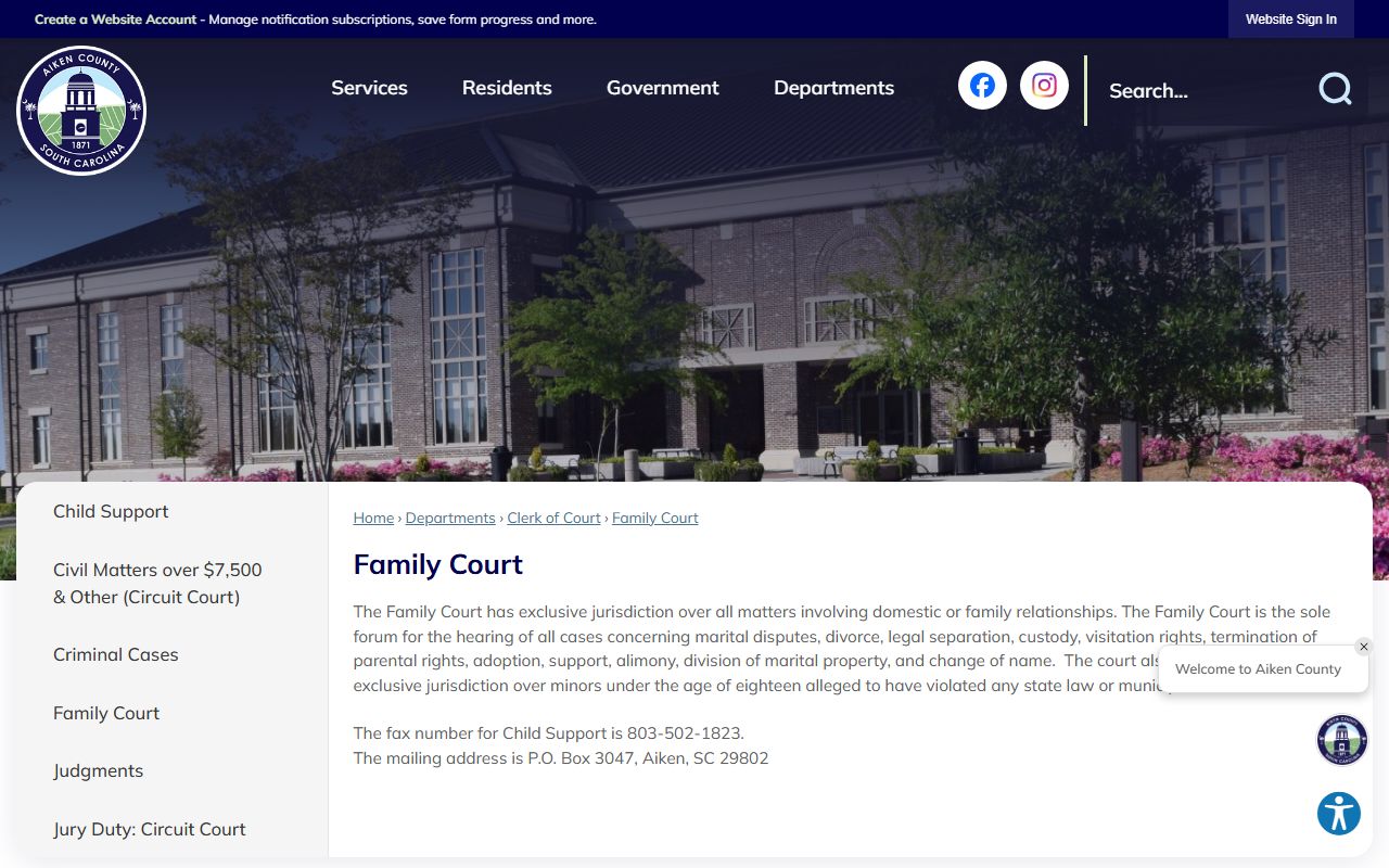 Aiken County Family Court page