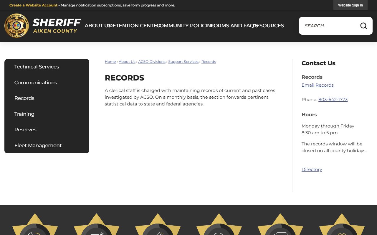 Aiken County arrest records sheriff records window