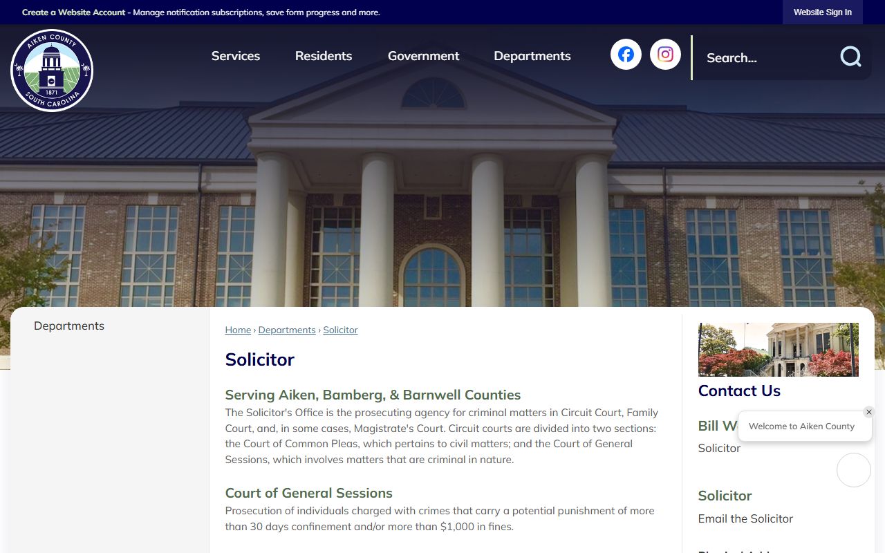 Aiken County criminal court records Solicitor page
