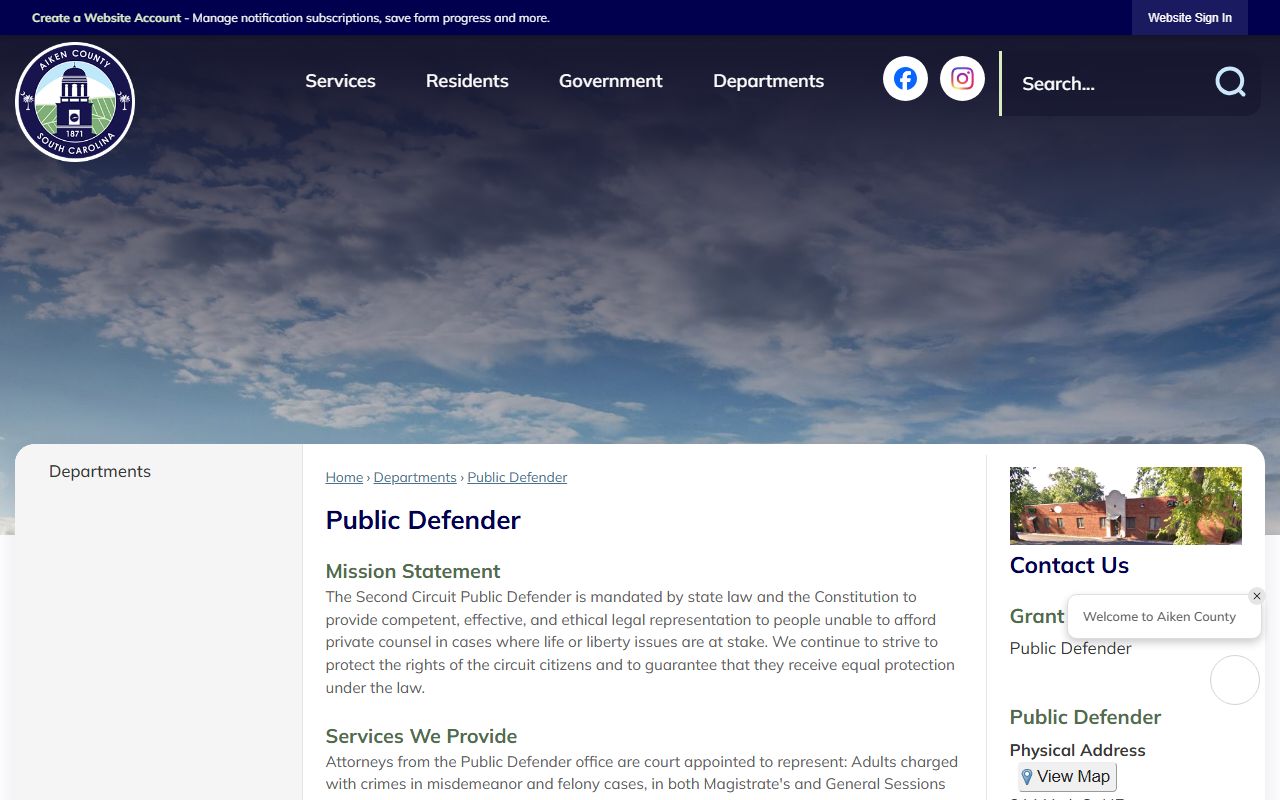 Aiken County criminal court records Public Defender page