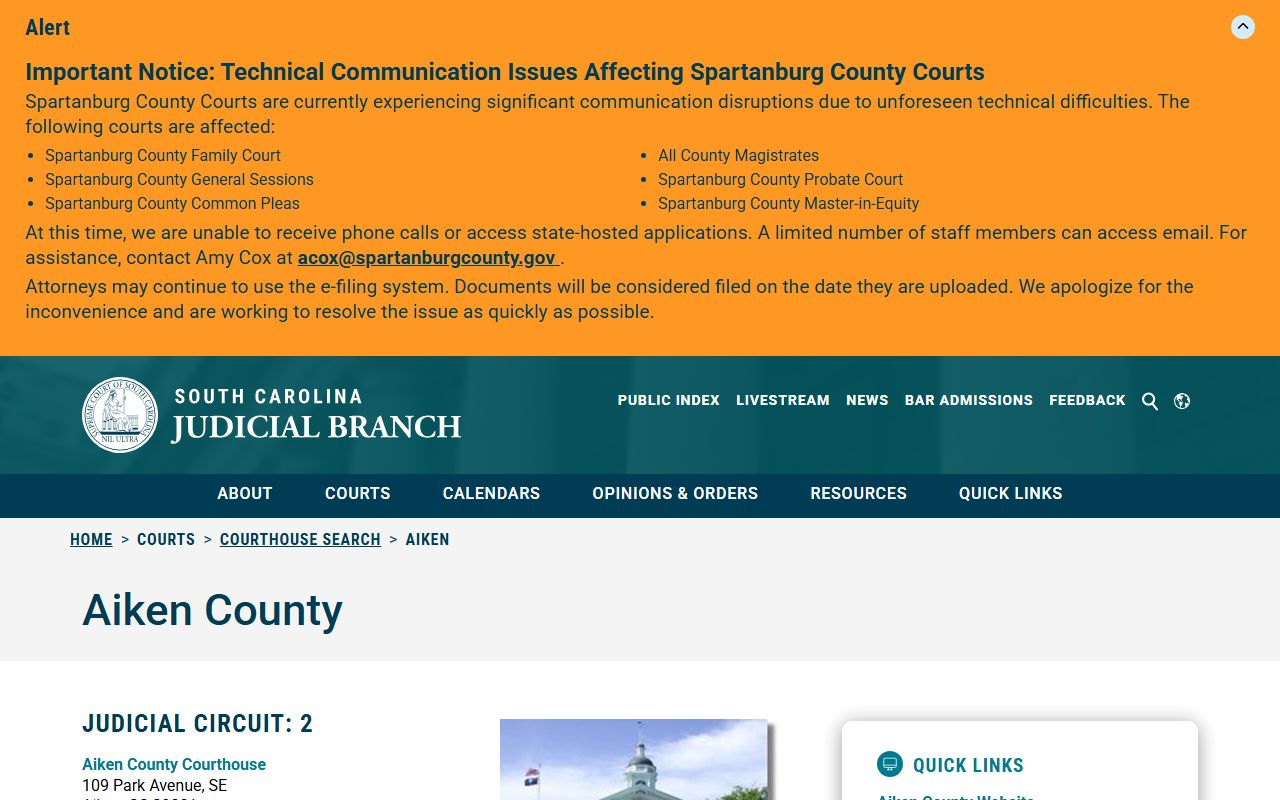 Aiken County court records courthouse listing