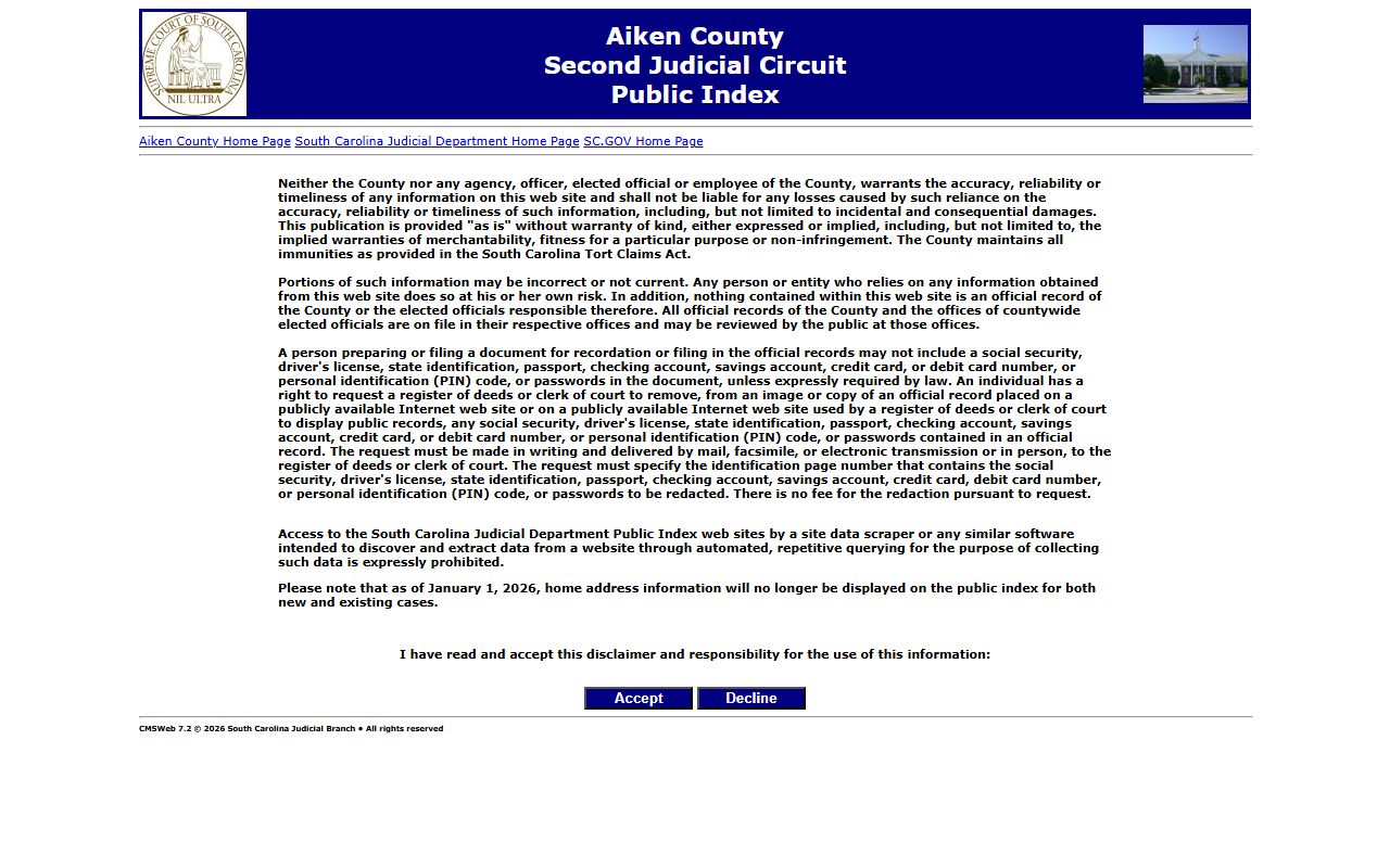 Aiken County court records Public Index search
