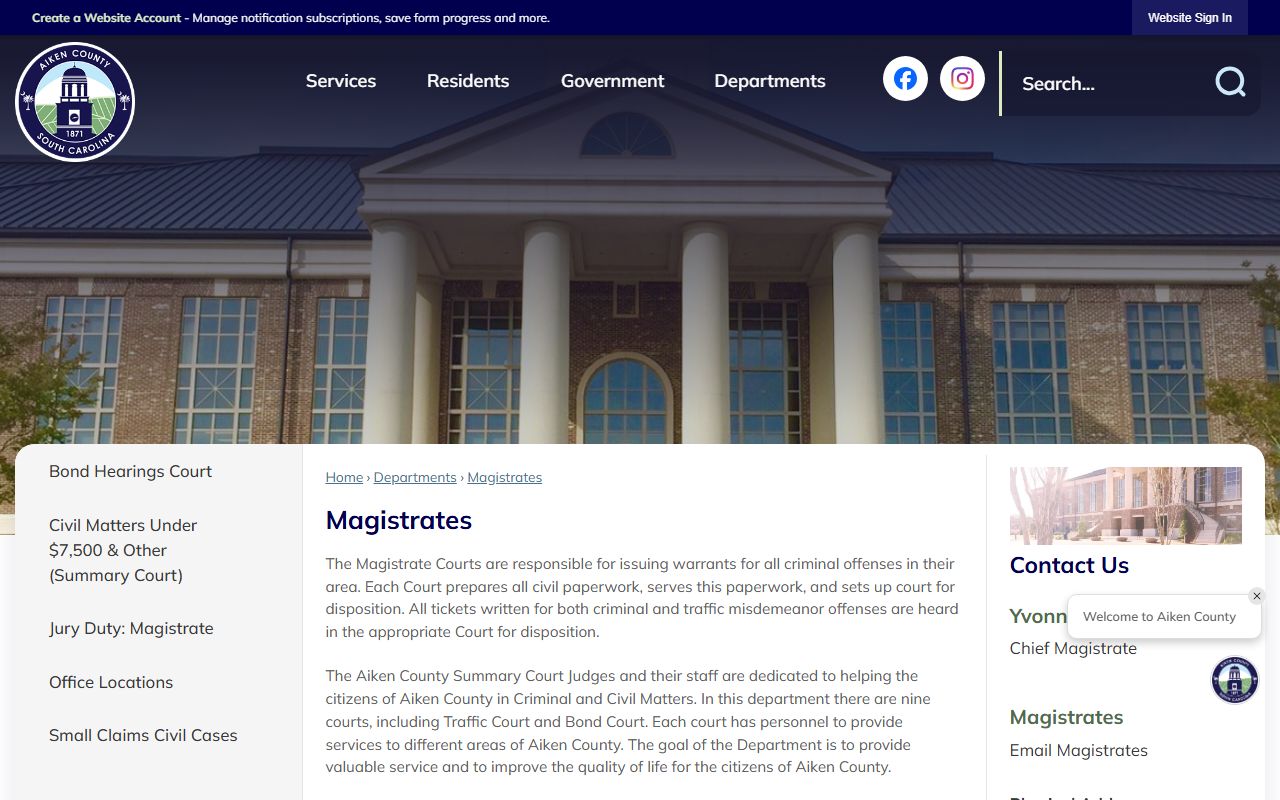 Aiken County traffic court and magistrate records