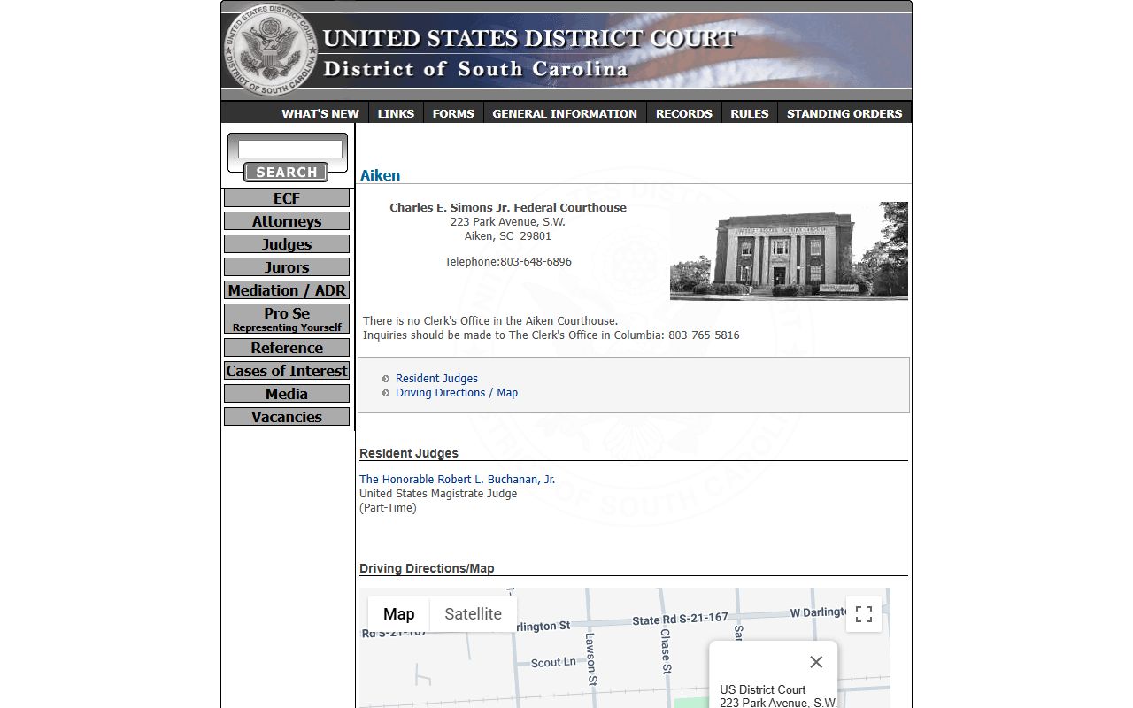 Aiken County federal court records courthouse