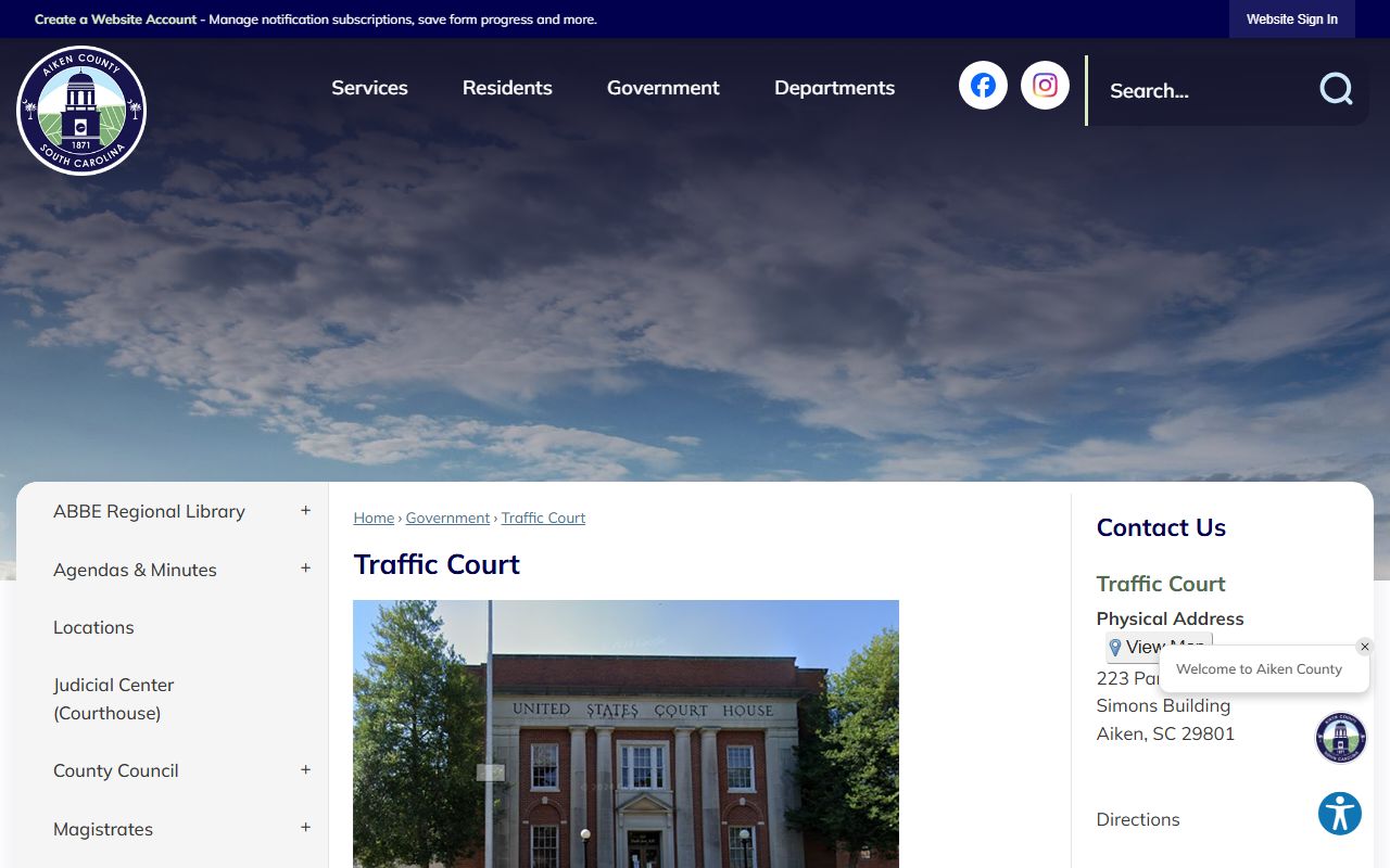 Aiken County traffic court records official Traffic Court page